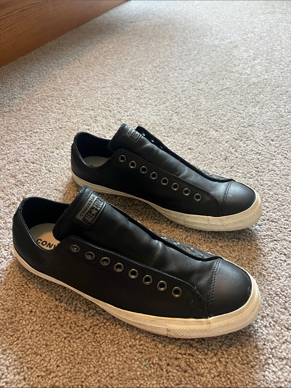 Men's converse Slip-On Leather Sneakers in Black size 13 - Picture 4 of 6